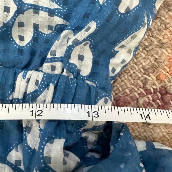 Rebecca Taylor Womens Blue Flutter Sleeve Perla Petal Flounce-Hem Mini Dress M - Picture 13 of 16